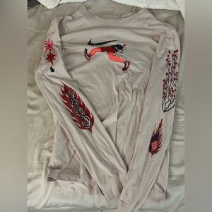 Nike Graphic Long Sleeve Shirt with Red and Black Accents